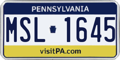 PA license plate MSL1645