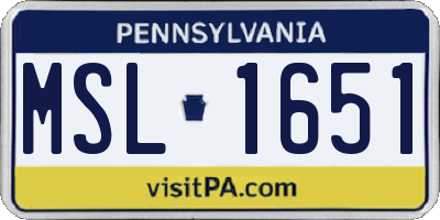PA license plate MSL1651