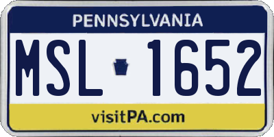 PA license plate MSL1652