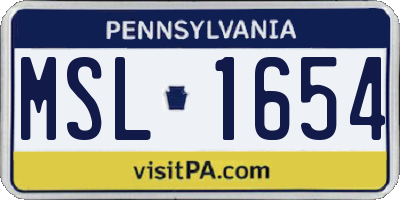 PA license plate MSL1654