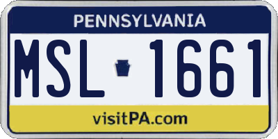 PA license plate MSL1661
