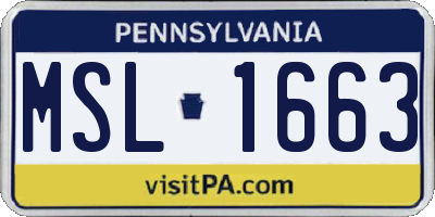 PA license plate MSL1663