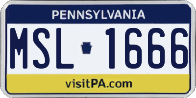 PA license plate MSL1666