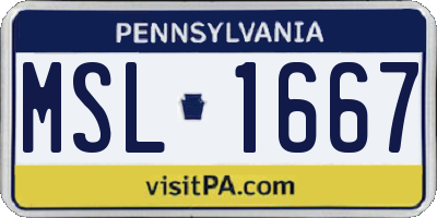 PA license plate MSL1667