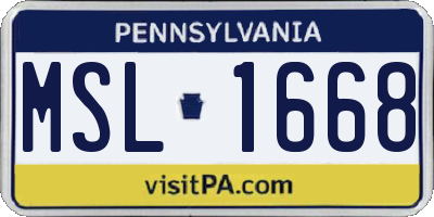 PA license plate MSL1668