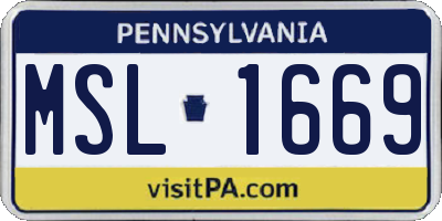 PA license plate MSL1669