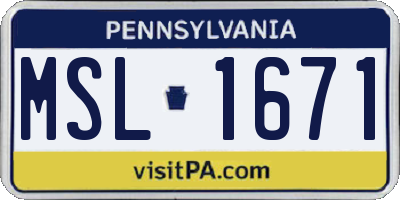 PA license plate MSL1671