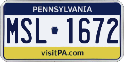 PA license plate MSL1672