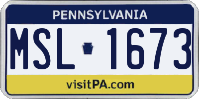 PA license plate MSL1673