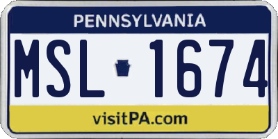 PA license plate MSL1674