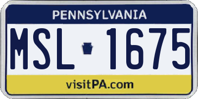 PA license plate MSL1675