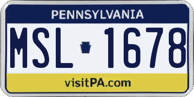 PA license plate MSL1678