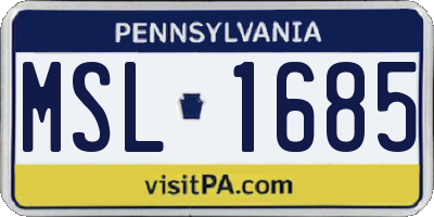 PA license plate MSL1685