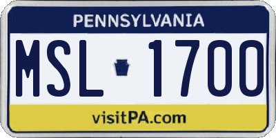 PA license plate MSL1700