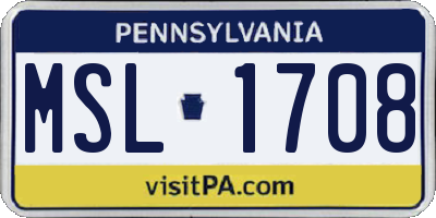 PA license plate MSL1708