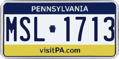 PA license plate MSL1713