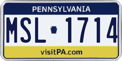 PA license plate MSL1714