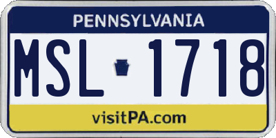 PA license plate MSL1718