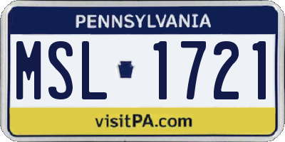 PA license plate MSL1721