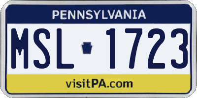 PA license plate MSL1723