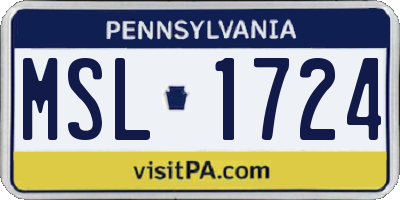 PA license plate MSL1724