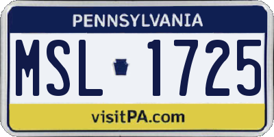 PA license plate MSL1725