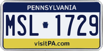 PA license plate MSL1729