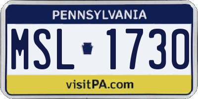 PA license plate MSL1730