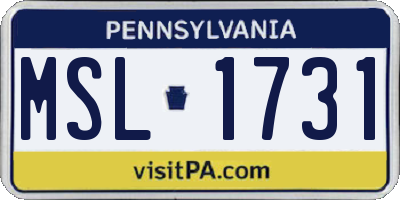 PA license plate MSL1731