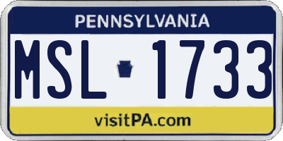 PA license plate MSL1733