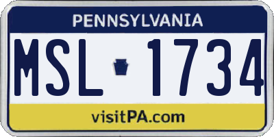 PA license plate MSL1734