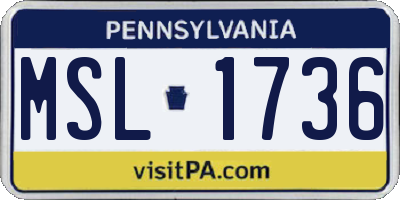 PA license plate MSL1736