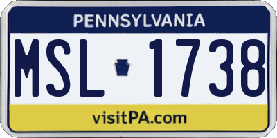 PA license plate MSL1738