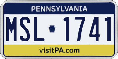 PA license plate MSL1741