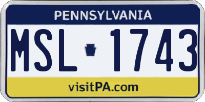 PA license plate MSL1743