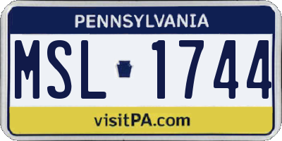 PA license plate MSL1744