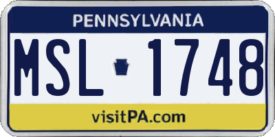 PA license plate MSL1748