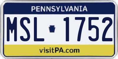 PA license plate MSL1752