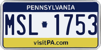 PA license plate MSL1753
