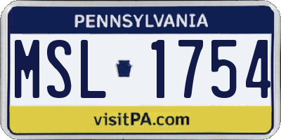 PA license plate MSL1754