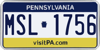 PA license plate MSL1756