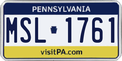 PA license plate MSL1761