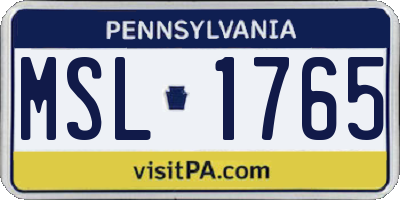 PA license plate MSL1765