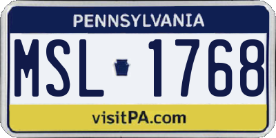 PA license plate MSL1768