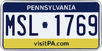 PA license plate MSL1769