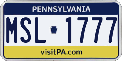 PA license plate MSL1777