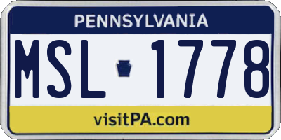 PA license plate MSL1778