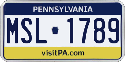 PA license plate MSL1789