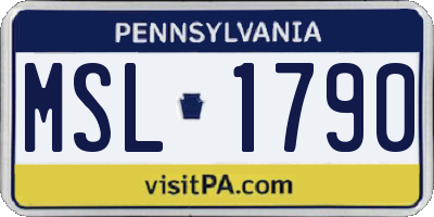 PA license plate MSL1790