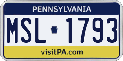 PA license plate MSL1793